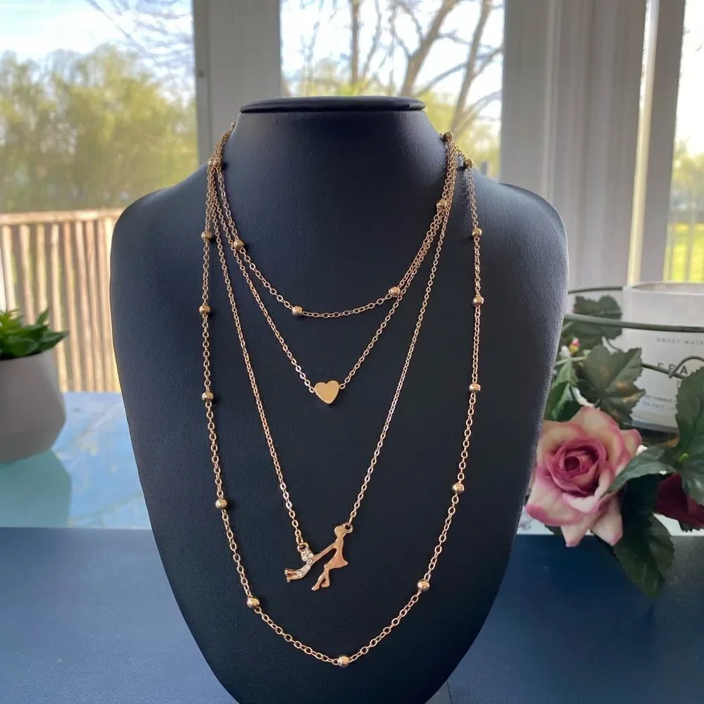 ✨ layered Mom & Child pendant Heart Necklaces✨